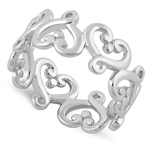 Luxury Engagement Rings-Sterling Silver Eternity Heart Ring