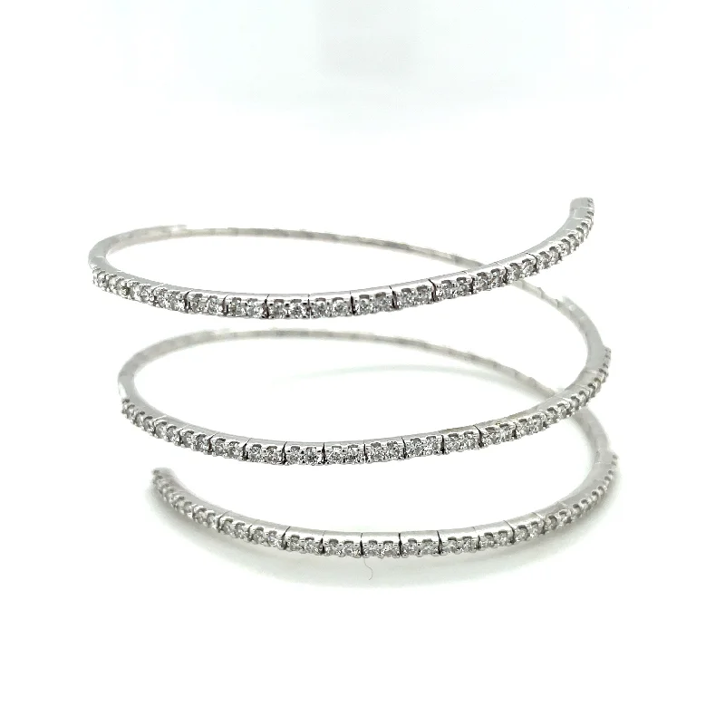 Designer Bracelets for Men-Lady's Bracelet 18kt white gold 108=1.90Tw Round Diamonds