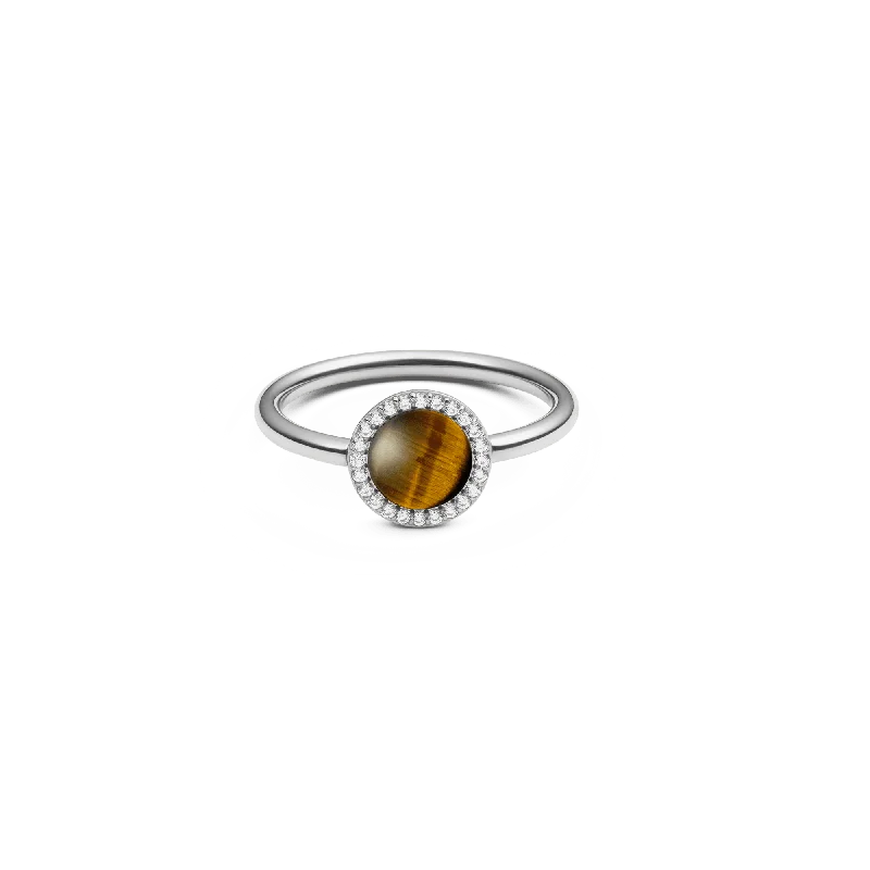 Custom Wedding Band Sets-Audrey Ring Tiger Eye Silver