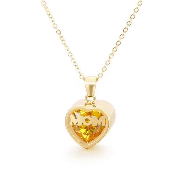 November Yellow Zircon Mom Necklace