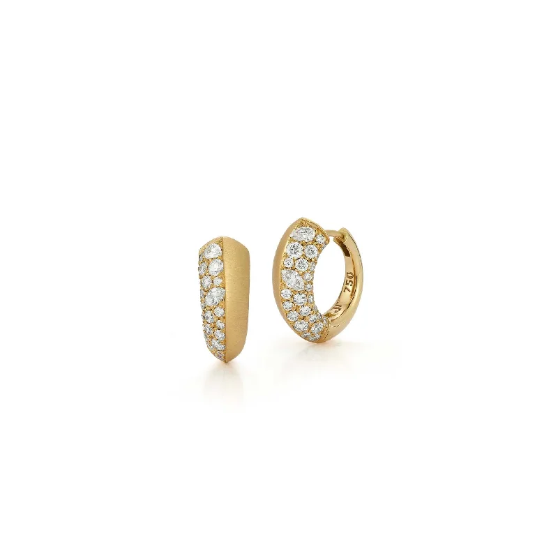 Sparkling Hoop Earrings-Frankie Half Diamond Huggies