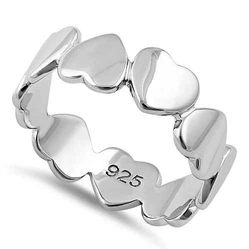 Designer Promise Rings-Sterling Silver Eternity Heart Ring