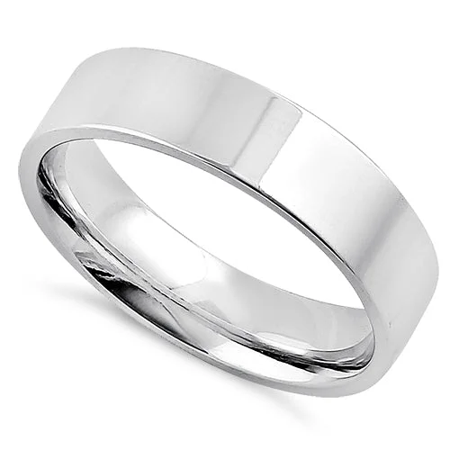 Custom Stacked Rings-Sterling Silver 5MM Flat Wedding Band