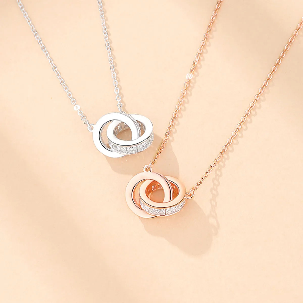 Modern Necklaces-Simple Style Geometric Sterling Silver Polishing Plating Inlay Zircon Necklace