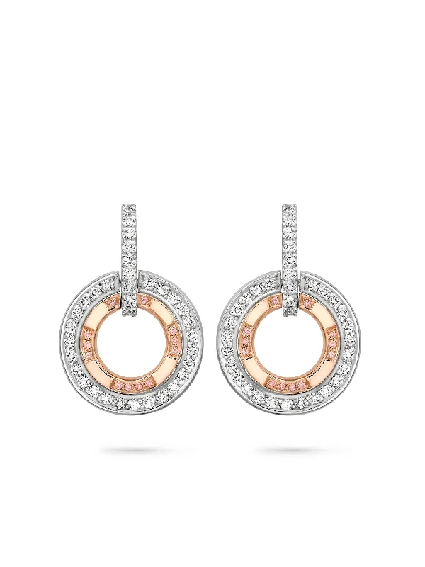 Chic Crystal Earrings-Roulette Pink Diamond Rose Gold and Platinum Earrings