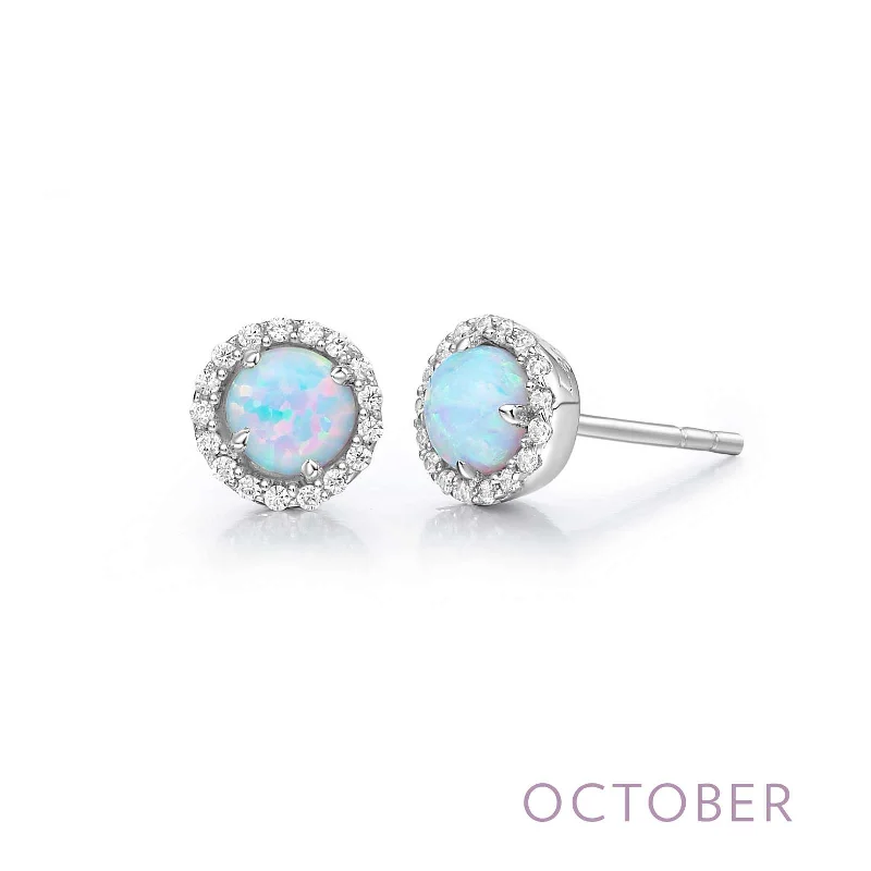 Boho Chic Earrings-Lafonn Simulated Diamond & Opal Birthstone Earrings - October BE001OPP