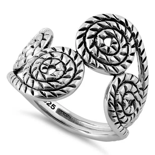 Custom Family Rings-Sterling Silver Rope Swirls Ring