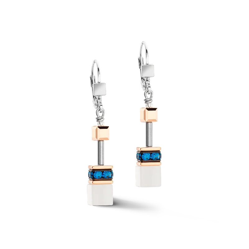 Delicate Silver Earrings-GeoCUBE® Iconic earrings Capri Blue