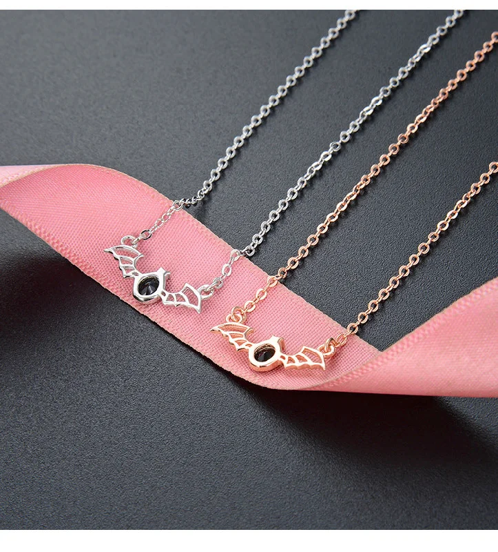 Bridesmaid Necklaces-Ig Style Casual Bat Sterling Silver Polishing Hollow Out Inlay Zircon Necklace 1 Piece