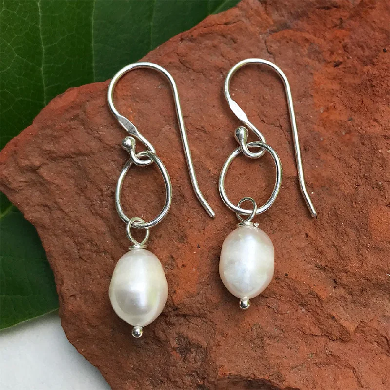 Colorful Dangle Earrings-Freshwater Pearl Earrings - Sterling Silver, Peru