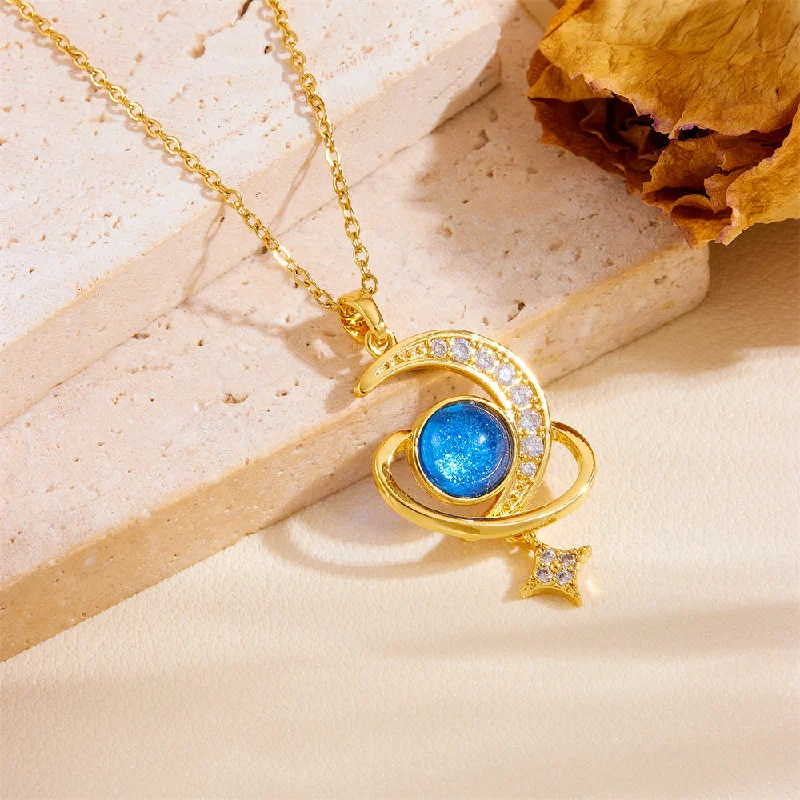 Planet Moon Necklace Gold