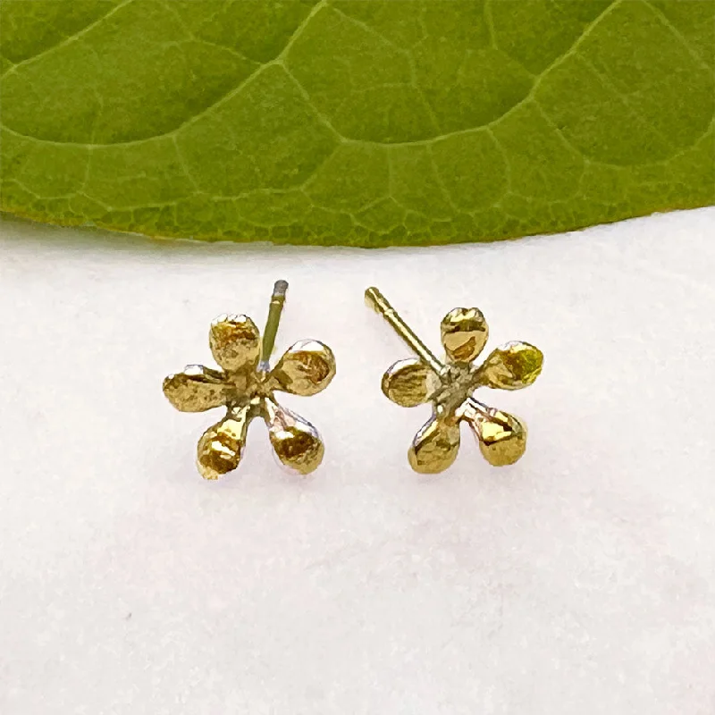 Gold Chain Drop Earrings-Tiny Daisy Studs - Brass, Indonesia