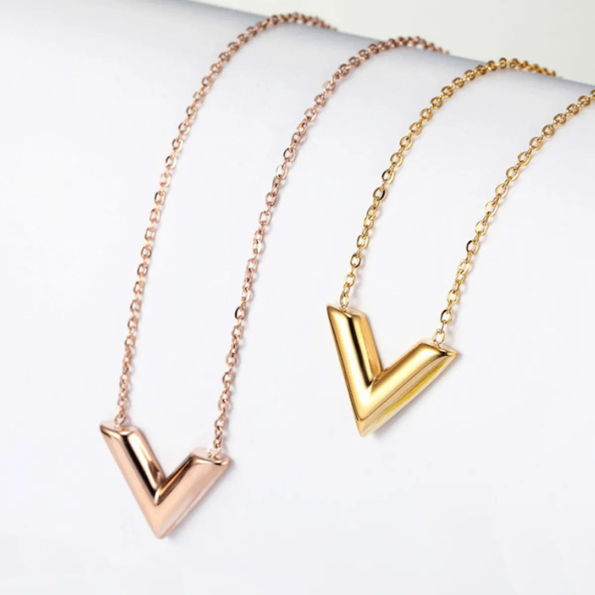 Meaningful Necklaces-Lady Letter Titanium Steel Plating Pendant Necklace 1 Piece