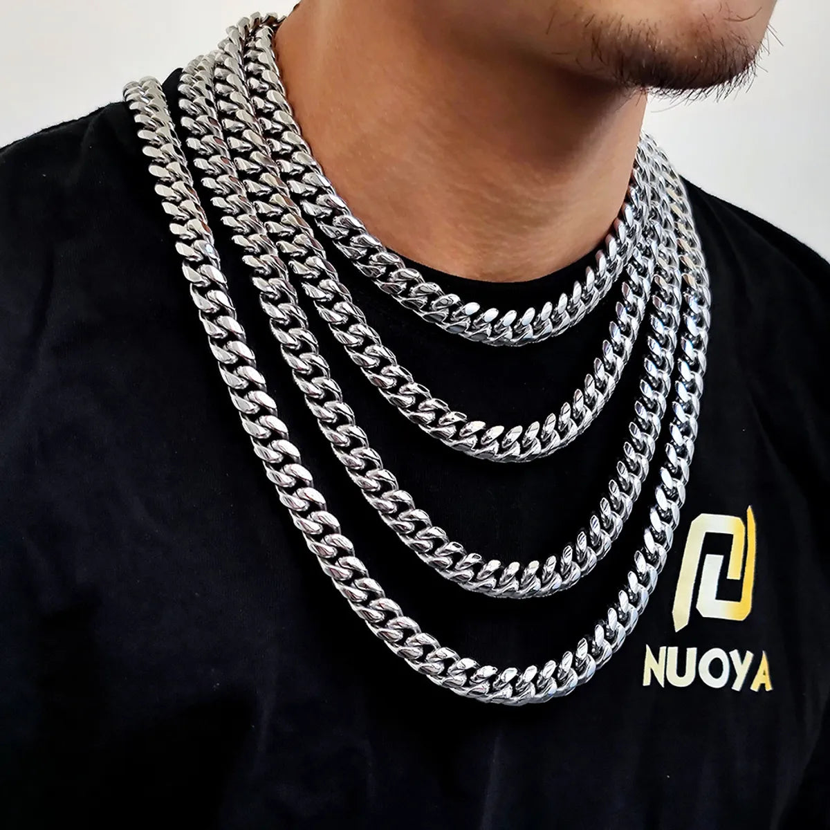 Artistic Pendant Necklaces-Hip-Hop Geometric Stainless Steel Plating Chain 18k Gold Plated Men'S Necklace