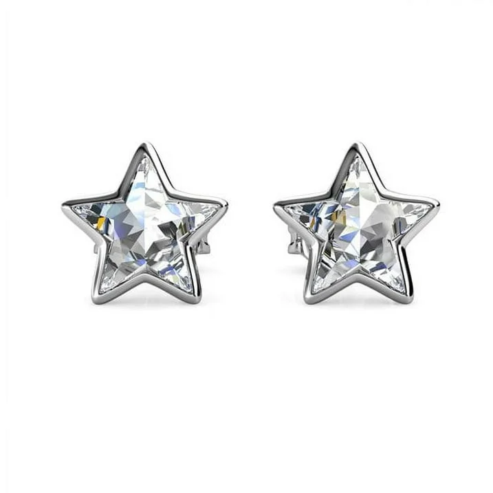 Dainty Crystal Drop Earrings-Lealani 18k White Gold Plated Stud Earrings with Swarovski Crystals