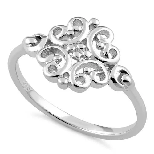 Designer Rose Gold Rings-Sterling Silver Flower Ring