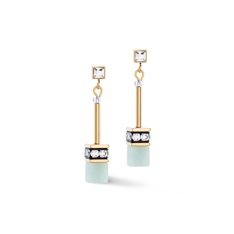 Designer Drop Gemstone Earrings-GeoCUBE® Iconic Nature Chain earrings pastel