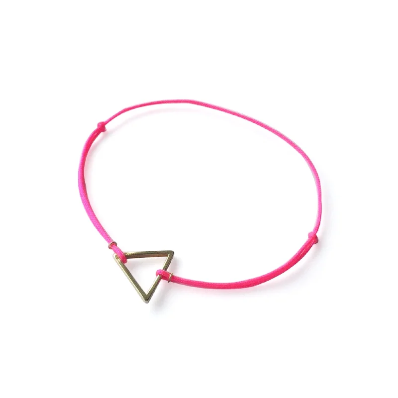 Custom Gemstone Bracelets for Women-Triangle Brass Bracelet | Hot Pink