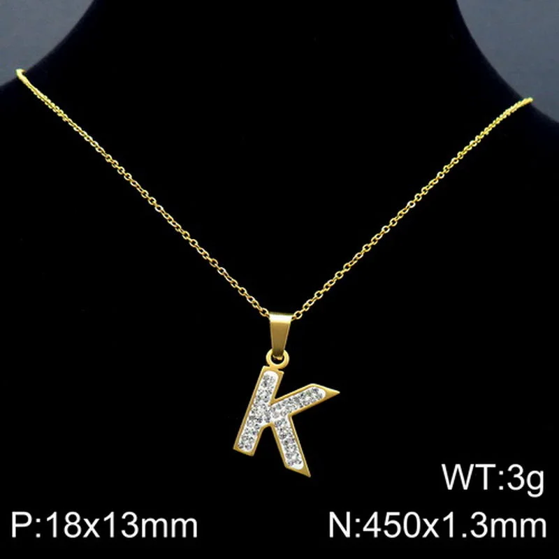 Gold Necklace Letter K