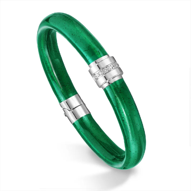 Custom Engraved Bracelets for Teens-SOHO Emerald Enamel and Diamond Bracelet