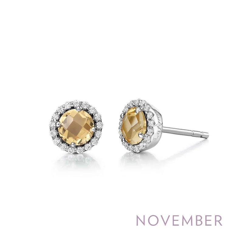 Artistic Silver Earrings-Lafonn Simulated Diamond & Genuine Citrine Birthstone Earrings - November BE001CTP