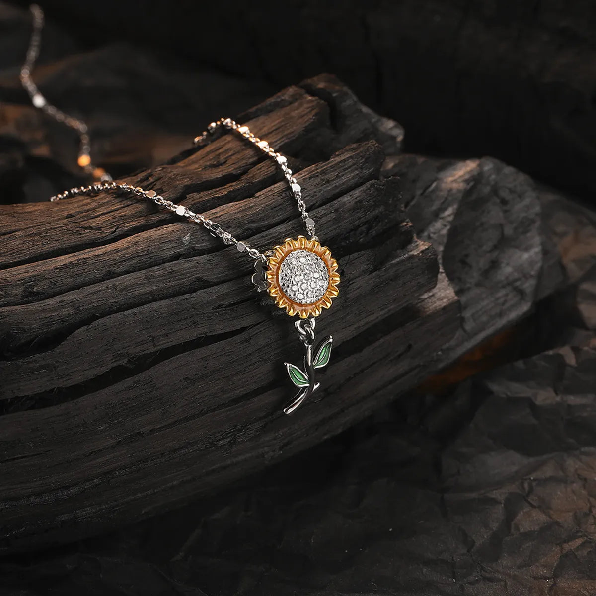 Choker Necklaces-Casual Flower Sterling Silver Plating Inlay Zircon White Gold Plated Pendant Necklace