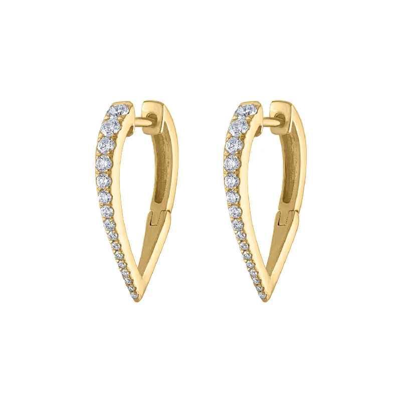 Multi-Stone Drop Earrings-14KT GOLD DIAMOND PEAR HUGGIE EARRING