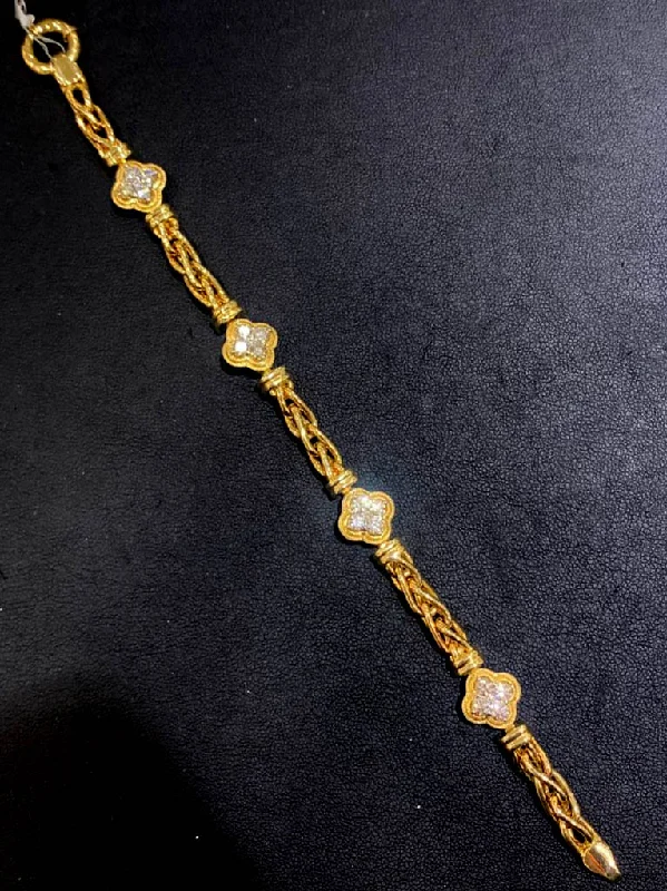 Birthstone Bracelets for Men-14k Yellow Gold Diamond Bracelet