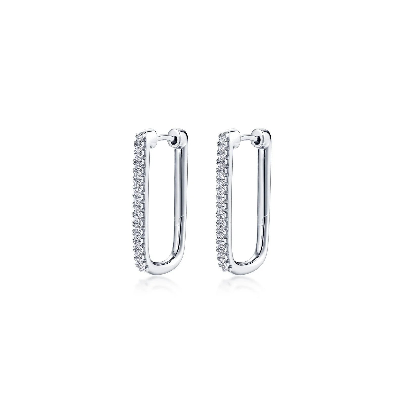 Geometric Drop Earrings-Lafonn Simulated Diamond Rectangle Hoop Earrings E0632CLP00