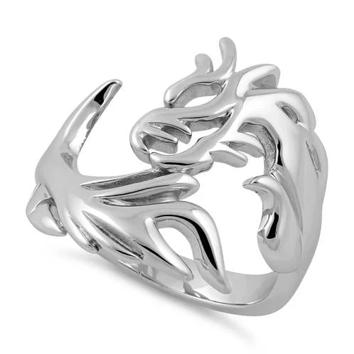 Wedding Bands with Engraving-Sterling Silver Dragon Ring