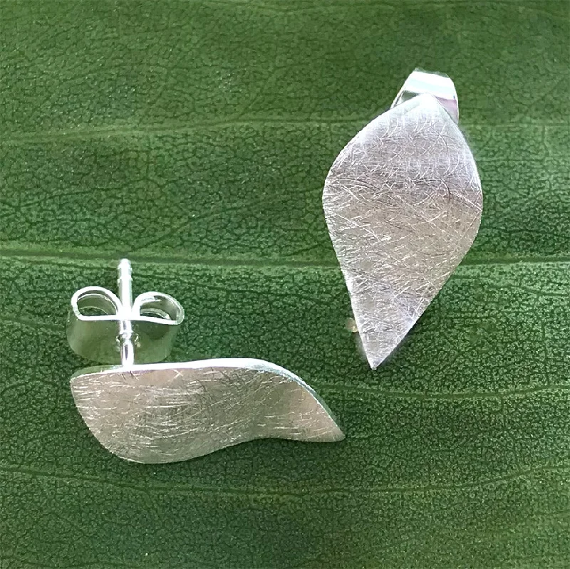 Long Silver Earrings-Catch the Wave Studs - Sterling Silver, Indonesia