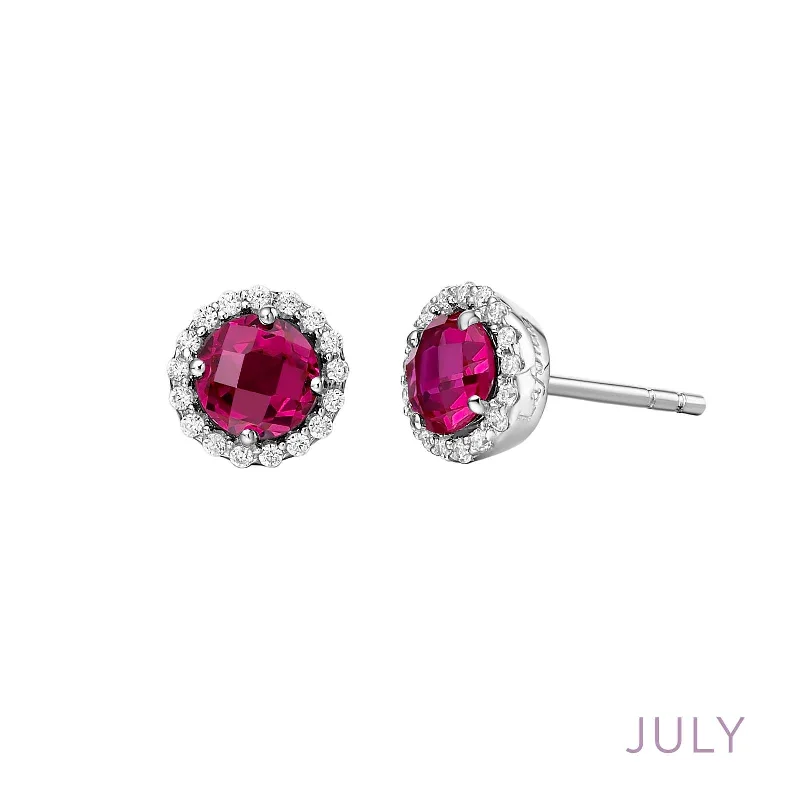 Boho Drop Earrings-Lafonn Simulated Diamond & Ruby Birthstone Earrings - July BE001RBP