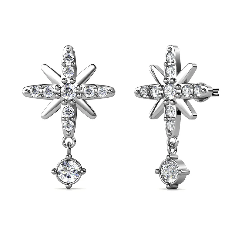 Geometric Earrings-Harlow 18k White Gold Plated Silver Stud Earrings with Swarovski Crystals