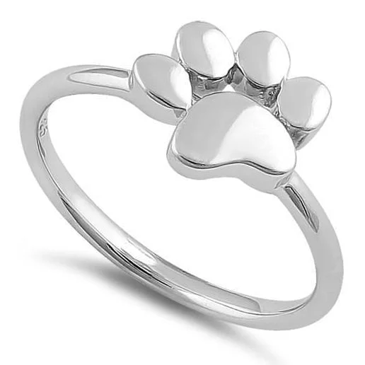 Men’s Fashion Rings-Sterling Silver Dog Paw Ring