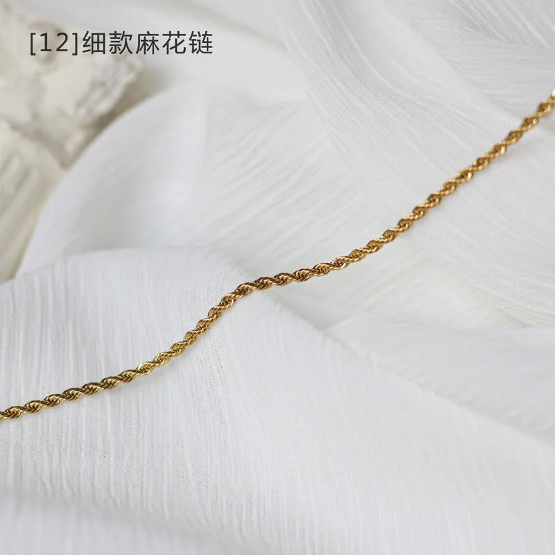 [12] Thin Hemp Flowers Chain Gold 60cm