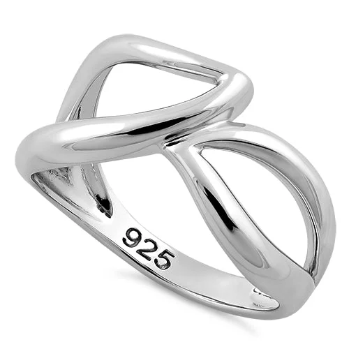 Unique Wedding Bands-Sterling Silver Unique Wavy Ring