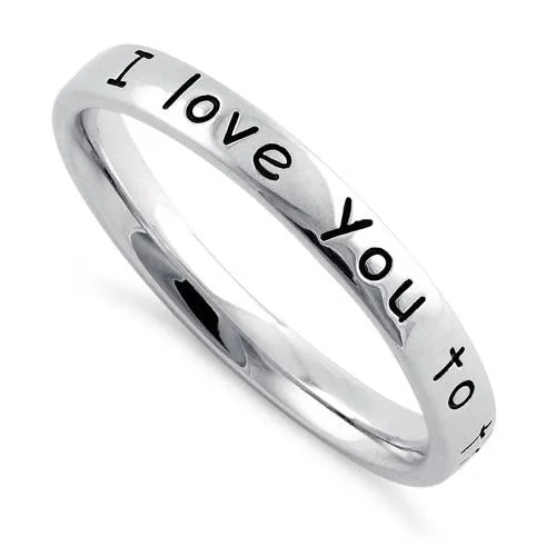 Men's Wedding Bands-Sterling Silver "I Love You to the Moon and Back" Ring