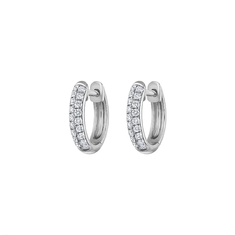 Designer Hoop Drop Earrings-14KT GOLD DIAMOND PAVE SMALL HUGGIE EARRING