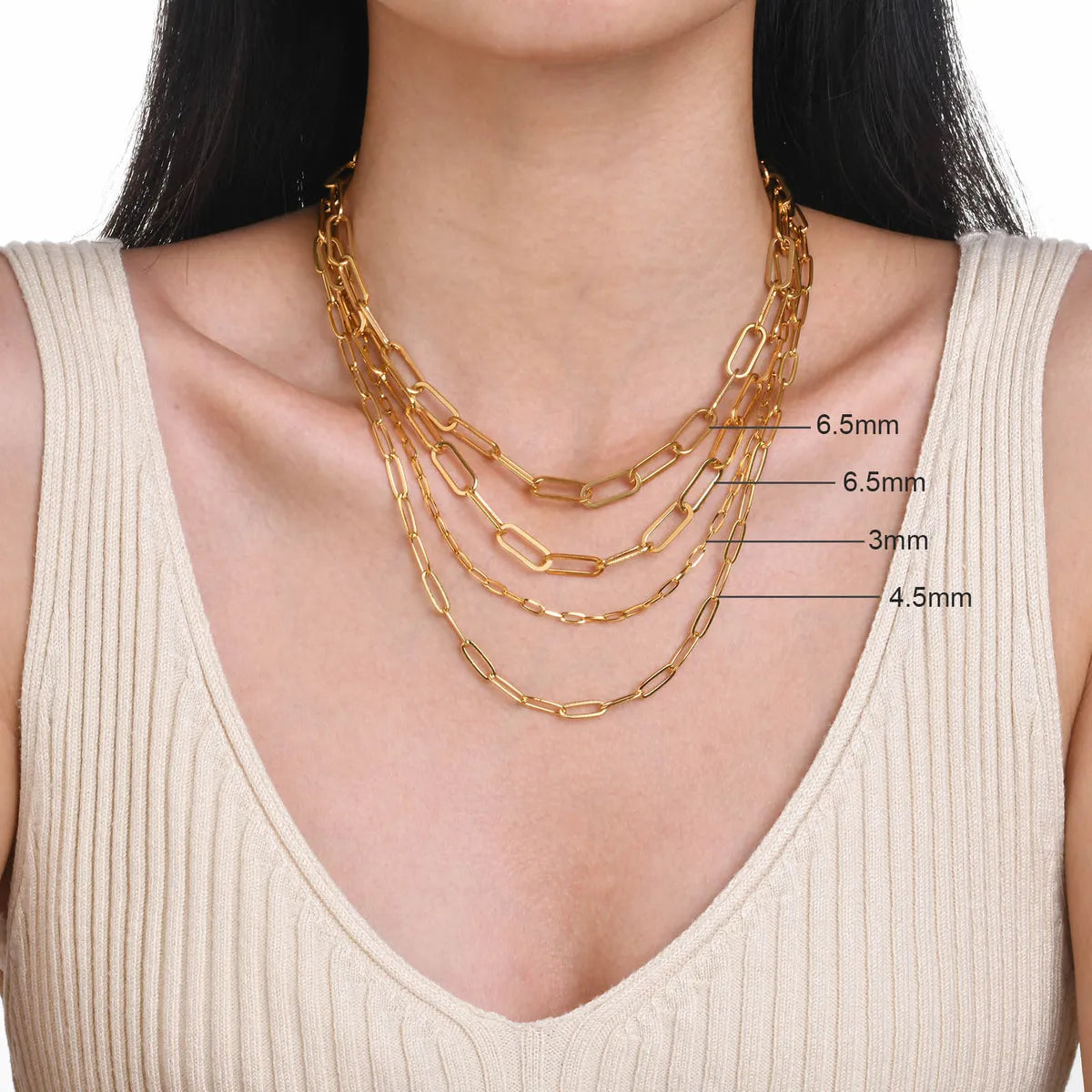 Affordable Gold Necklaces-1 Piece Retro Solid Color Titanium Steel Plating Necklace