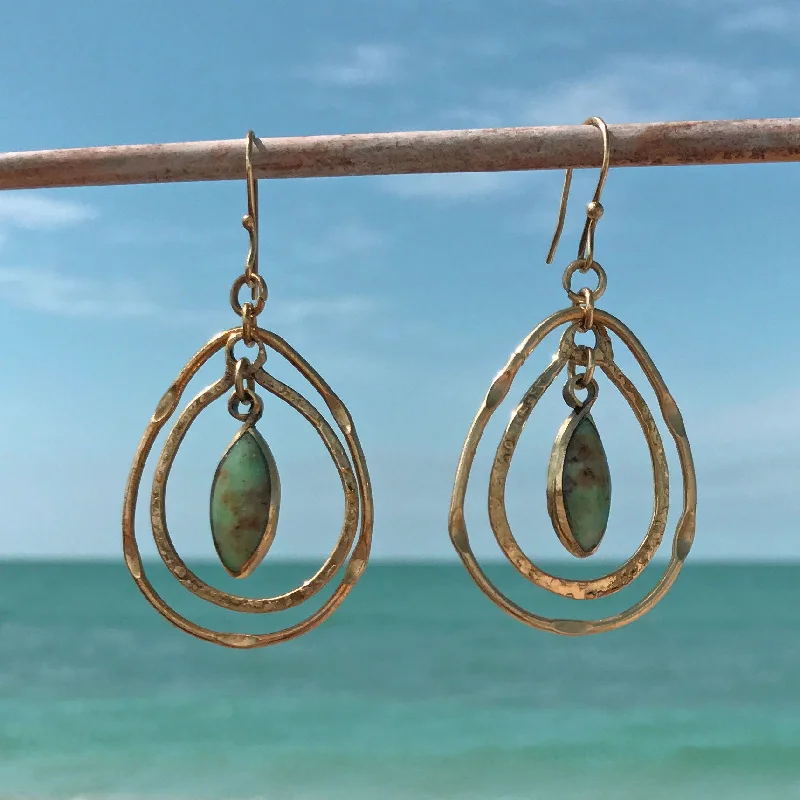 Designer Hoop Drop Earrings-Ocean Breeze Earrings, Chile