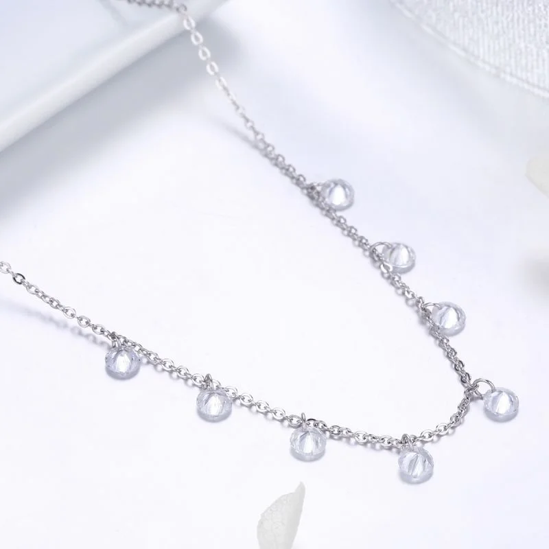 Trendy Necklaces-Casual Solid Color Sterling Silver Plating Inlay Zircon White Gold Plated Necklace