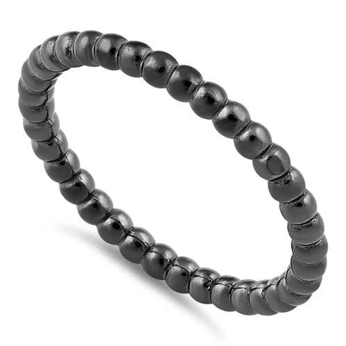 Affordable Promise Rings-Black Rhodium Plated Stackable Bead Ring