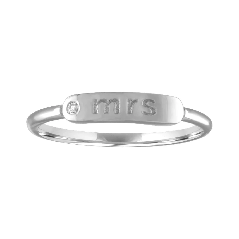 Two-Tone Wedding Rings-The Twiggy MRS Skinny Signet Ring