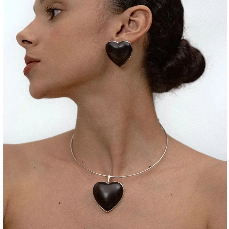 Infinity Heart Necklaces-Ebony Copper Simple Style Classic Style Heart Shape Choker