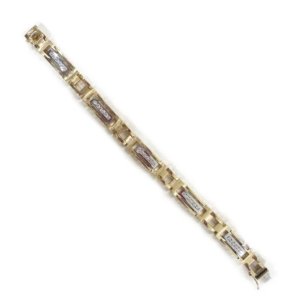 Friendship Bracelets with Charms-14k Two Tone Mens Diamond Bracelet