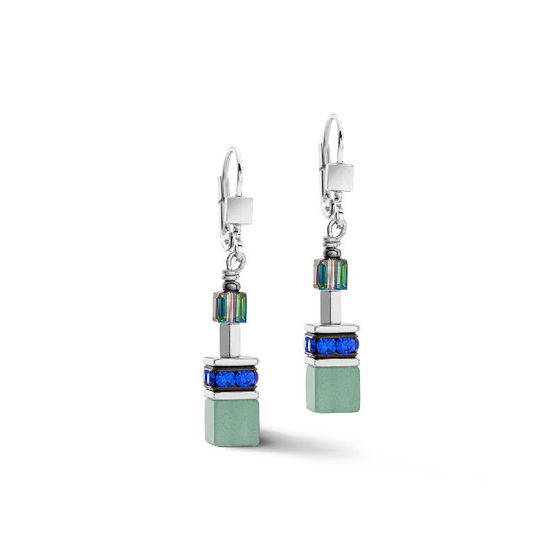 Double Drop Earrings-GeoCUBE® Iconic Precious Chain earrings silver-multicolour