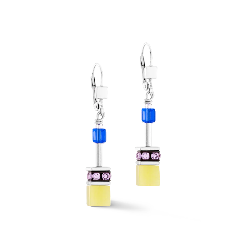 Designer Crystal Drop Earrings-GeoCUBE® Iconic earrings Happiness