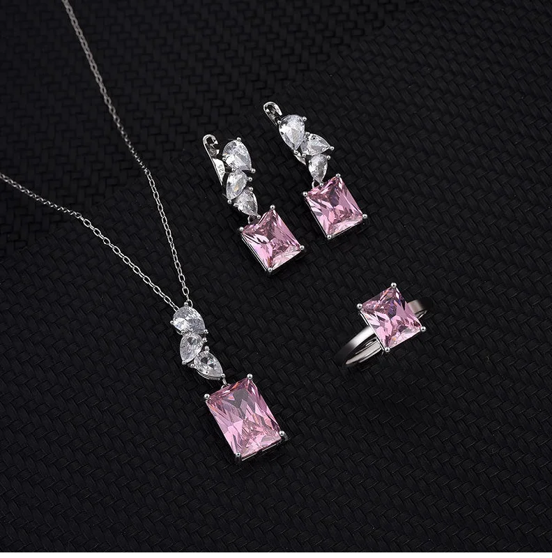 Trendy Pendant Necklaces-Lady Geometric Sterling Silver Inlay Zircon Pendant Necklace