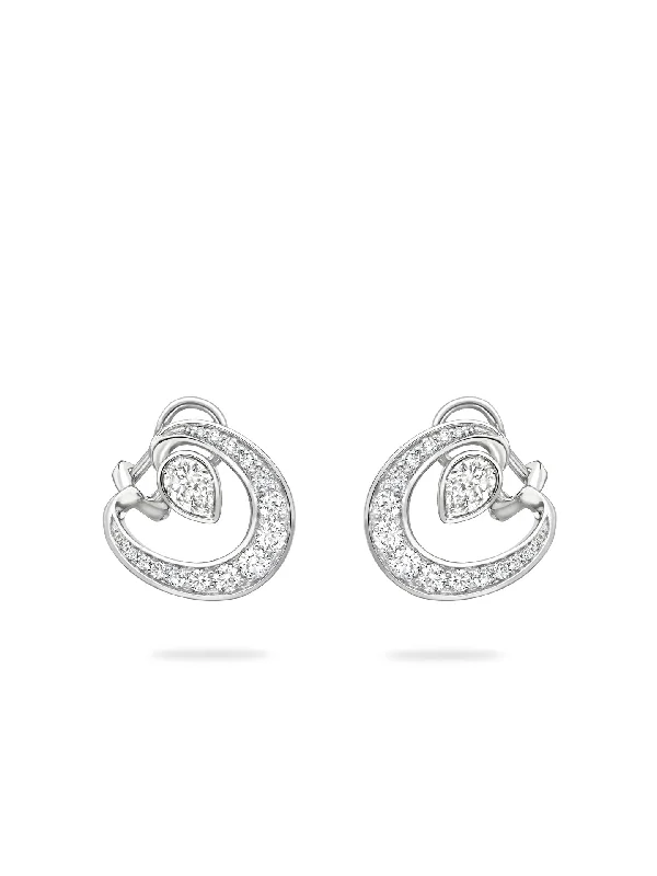 Personalized Gold Earrings-Lucky Platinum Diamond Horseshoe Earrings