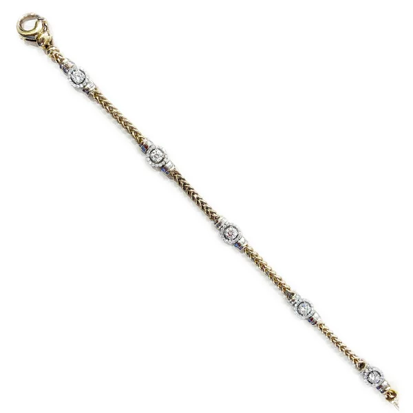 Adjustable Charm Bracelets for Women-14k Two Tone Diamond Bracelet